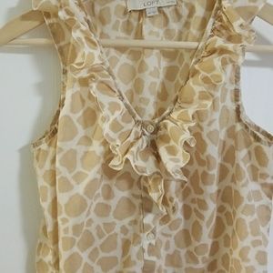 CLOSET BLOWOUT!   💖 Loft giraffe print ruffle blouse sz MP